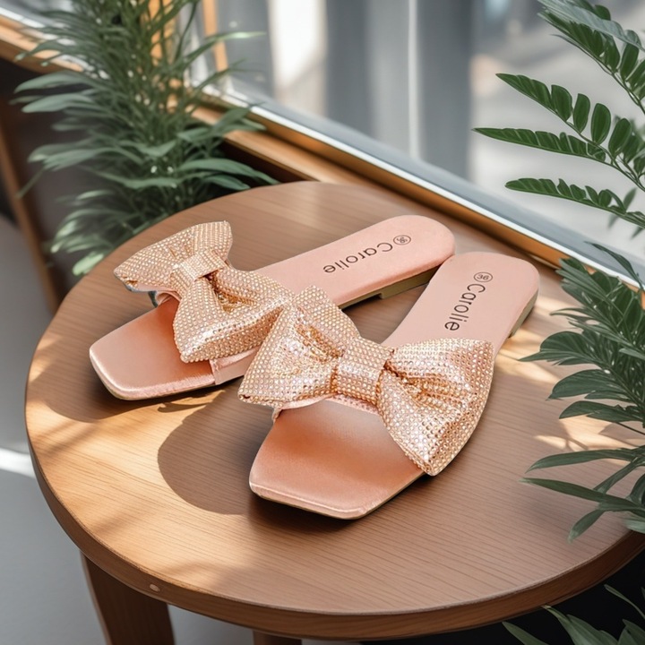 Papuci cu funda decorativa F21roz 117745, Roz, 36