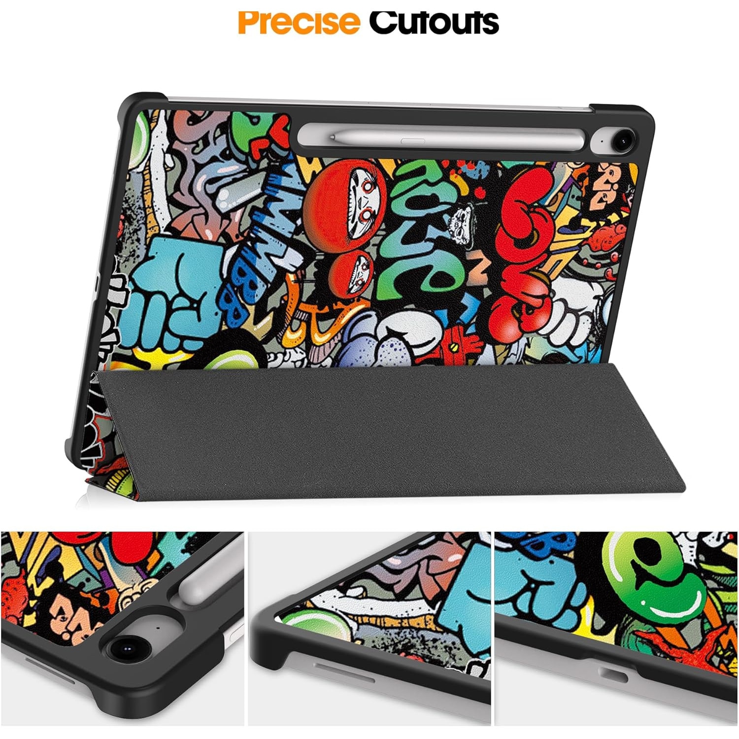 Husa pentru Samsung Galaxy Tab S10 FE+ Plus 13.1 inch tip stand functie sleep/wake-up protectie 360 - Graffiti