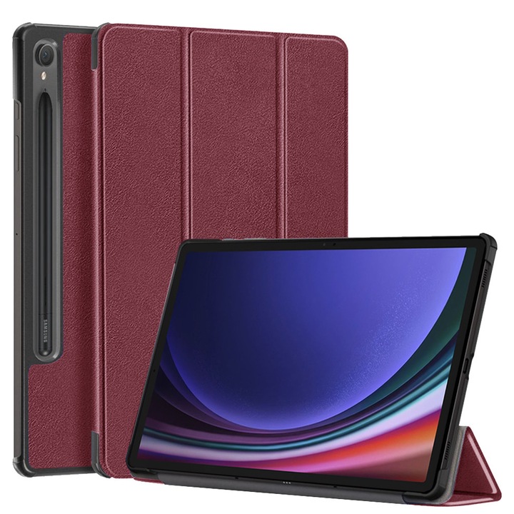 Husa pentru Samsung Galaxy Tab S10 FE+ Plus 13.1 inch tip stand functie sleep/wake-up protectie 360 - Bordeaux