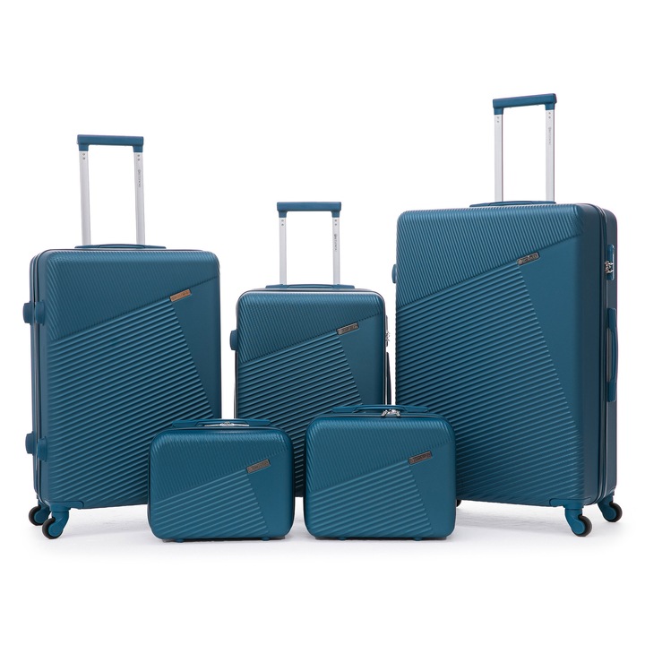 Set 3 trolere Betlewski JUPITER, 2 genti de calatorie, ABS, albastru, dimensiuni S, M, L