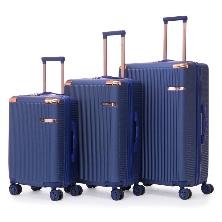 Set 3 trolere NEBULA, granat, ABS, 4 roti, dimensiuni: 37x56x22cm, 42x66x25cm, 48x76x28cm