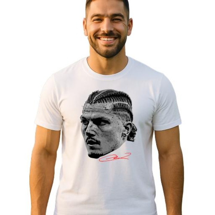 Tricou barbat cu jucatorul Marcel Sabitzer-Borussia Dortmund, Cri-Flo, din bumbac 100%, culoare Alb, marime S