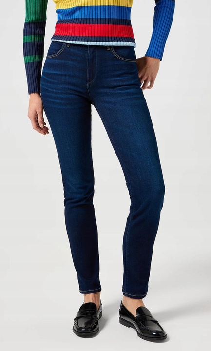 Blugi dama, Wrangler, Slim, Albastru inchis