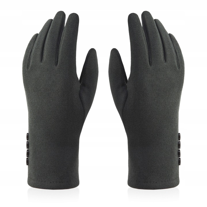 Manusi dama VELVET cu 4 butoane, universala, Gri, One-Size