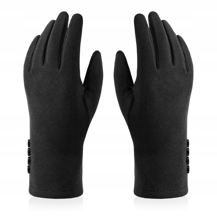 Manusi dama VELVET cu 4 butoane, universala, Negru, One-Size