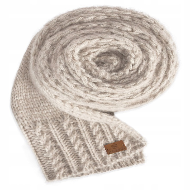 Sal dama din lana, Betlewski, WINTER, crem, 180x40cm