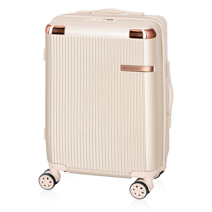 Troler Betlewski, model NEBULA, 4 roti, culoare bej, dimensiune S, capacitate 38L