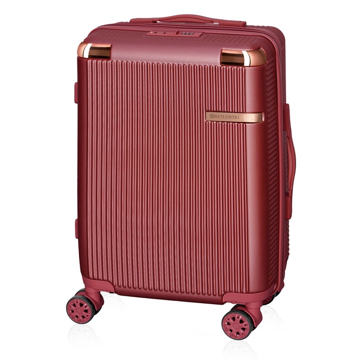 Troler cabina Betlewski NEBULA, bordou, 38L, 37x55x22cm, 4 roti 360°