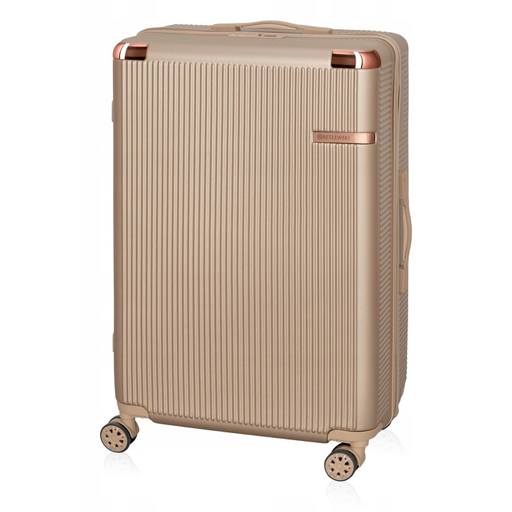 Troler mare, Betlewski, colectia NEBULA, 4 roti, culoare sampanie, 93L, 48x76x28cm