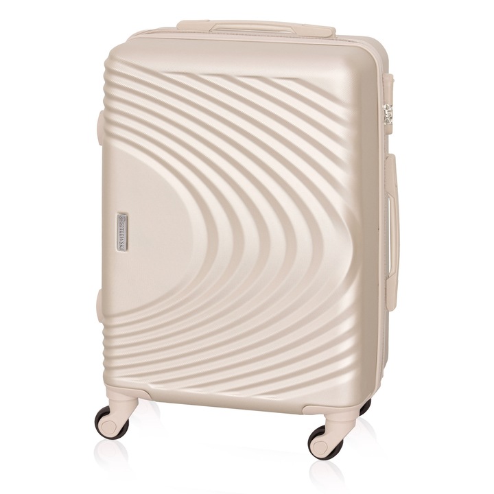 Troler Betlewski SINOPE, mic, 4 roti, ABS, bej, 37x55x22cm, capacitate 38l