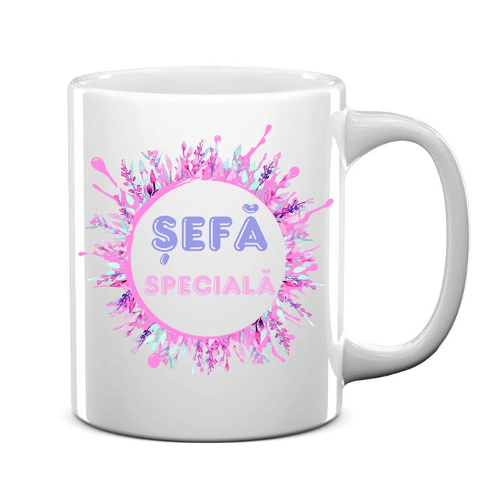 Cana personalizata alba, inaltime 9, 9 cm, sefa speciala