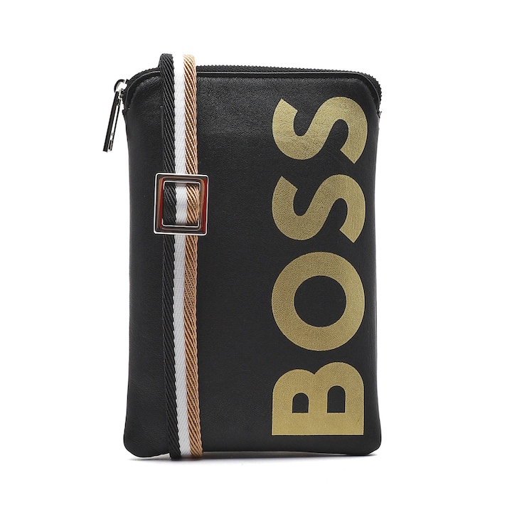 Мъжка кожена чантичка за телефон BOSS Big Phone holder, Черен