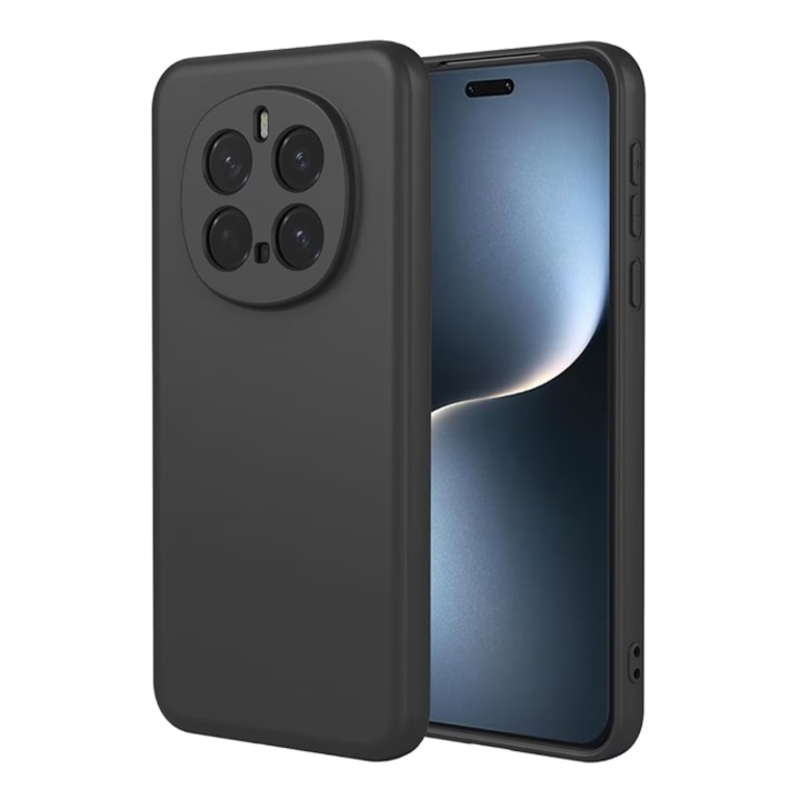 Кейс за телефон, съвместим с Honor Magic7 Pro, мек силиконов премиум, противоударен, защита на камерата, микрофибърна вътрешност (кадифе), повдигнати ръбове за защита на екрана, черен