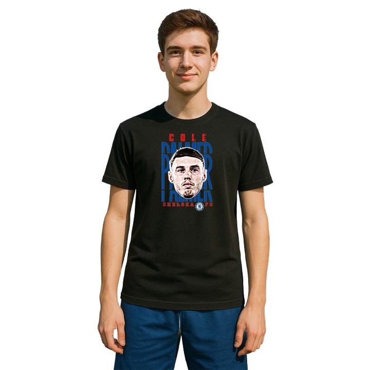 Tricou barbat cu jucatorul Cole Jermaine Palmer-Chelsea FC, Cri-Flo, din bumbac 100%, culoare Negru, marime 2XL