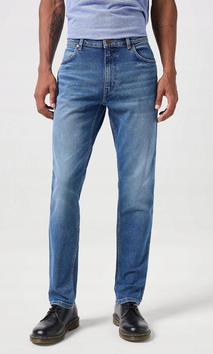 Blugi barbati Wrangler River, conici, albastri, Albastru