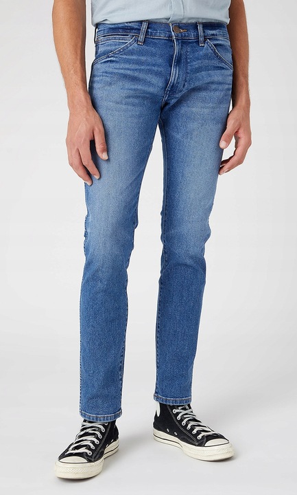 Wrangler Bryson skinny farmer, füstös kék, enyhén rugalmas, pamutból és poliészterből