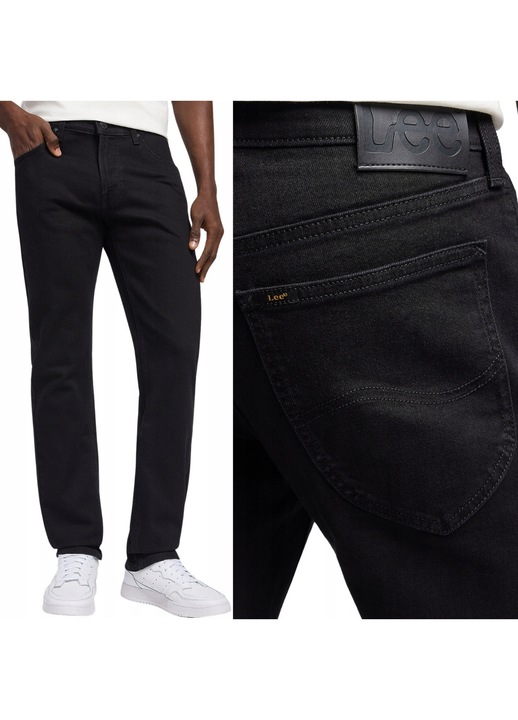 Blugi barbati Lee Daren Drepti Negru W48 L34, 98% bumbac, elasticitate suplimentara