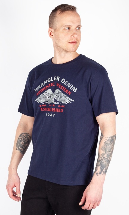 Wrangler Americana ferfi polo, sotetkek, pamut, klasszikus szabasu, mintas, Tengerészkék