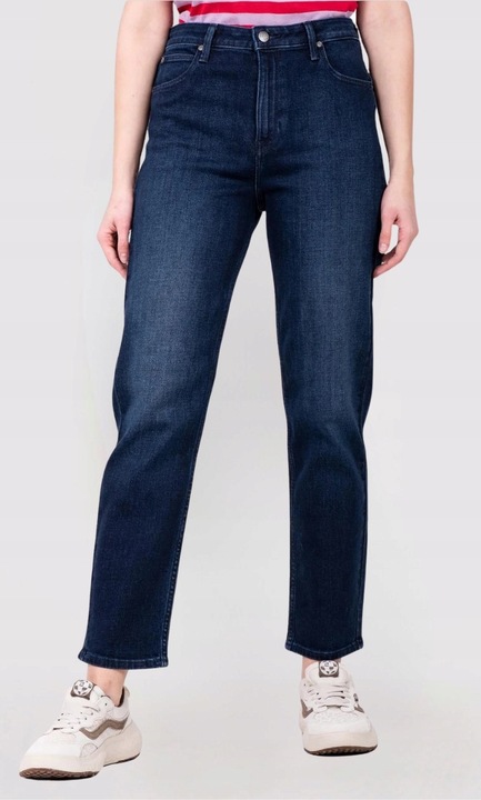 Blugi Lee Carol, drepti, talie inalta, albastru inchis, 99% bumbac, W29-L33 US