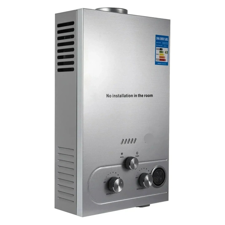 Azonnali vízmelegítő, Vevor, 12 L, 24KW, ezüst, fali szerelvény