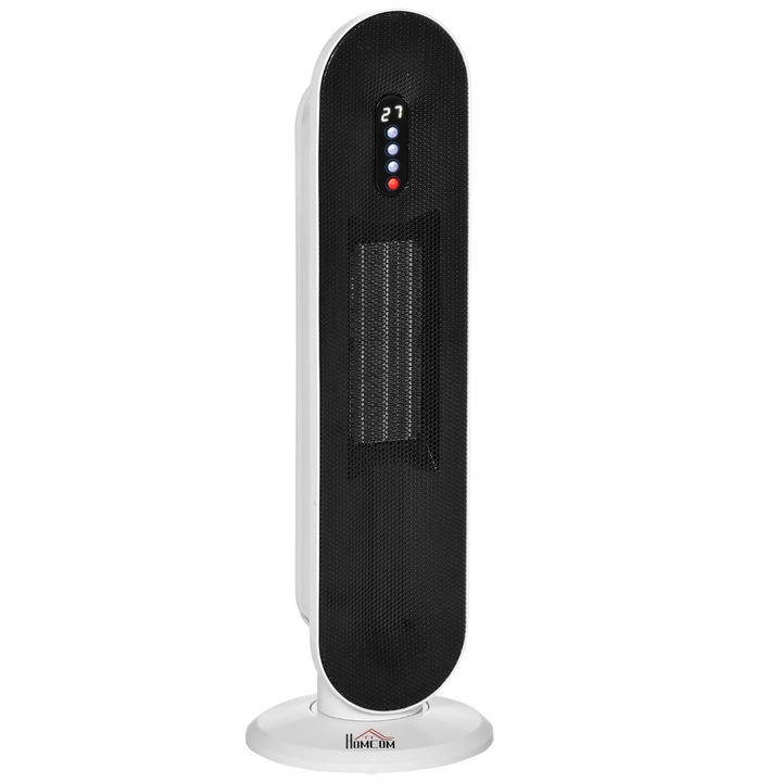 Kerámia toronyfűtő, 2000 W, 45°-os oszcilláció, 24 órás időzítő, távirányítóval, fekete/fehér