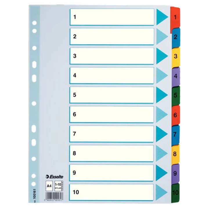 Praclaci A4 Esselte, set 10 buc, 1-10, 225x3x297cm