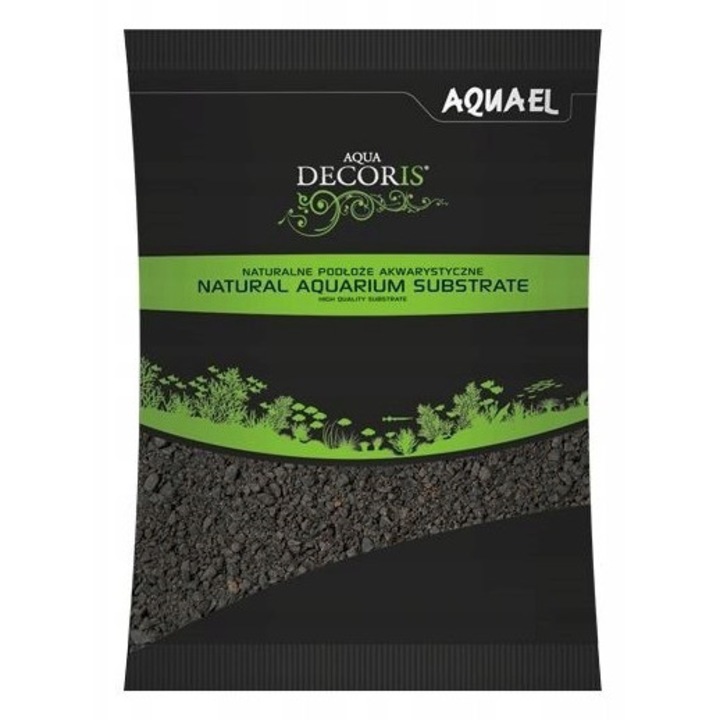 Substrat acvaristic Aquael, 2-4mm, 2kg, pentru pesti si plante, culoare neagra