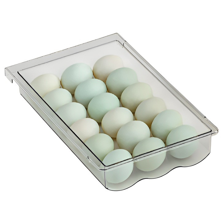 Cutie alimentara pentru depozitare oua, Neirini, Plastic, Tranparent, 30.5 x 20 x 5 cm