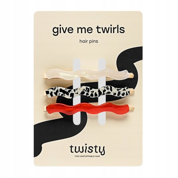 3 Db Hajcsat Szett, Twisty, Antiallergén és Környezetbarát, Minden Hajtípushoz Alkalmas, Fémből és Cellulózszármazékból, Többszínű, Márványozott Bézs és Piros, 3 Darab