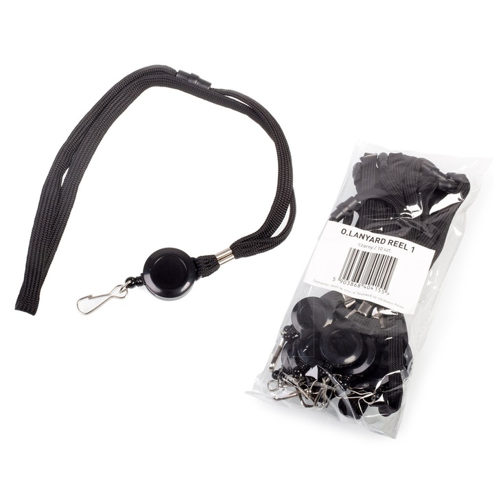 Snururi de eliberare cu snur extensibil si carlig cu arc O.LANYARD REEL 1 Negru /10 buc./ Opus