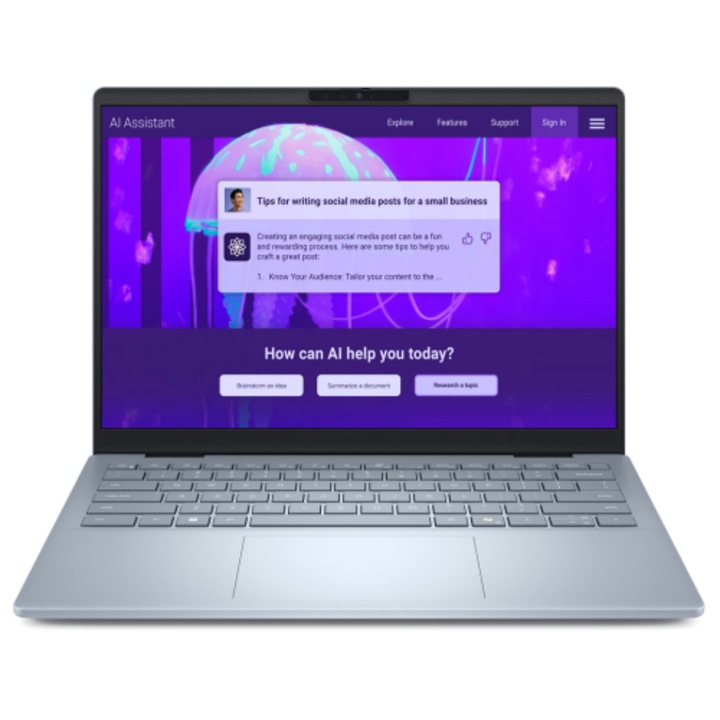 DELL 14 Plus laptop, 14" 2.5K, Intel® Core™ Ultra 9 288V akár 5.1 GHz-ig, 32 GB RAM LPDDR5x, 1 TB SSD, Intel Arc Graphics, Windows 11 Home, Jégkék