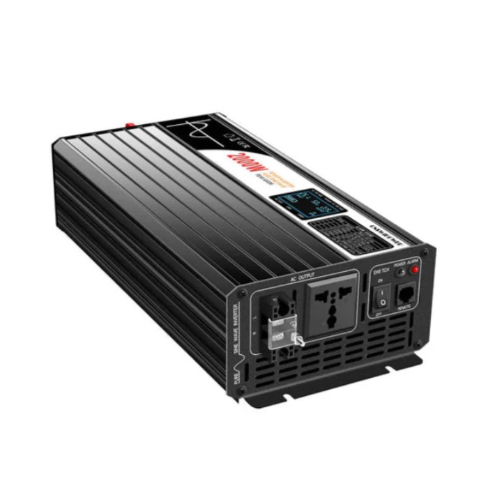 Tiszta szinuszhullámú inverter, LCD kijelzővel, 1500 W, 48 V, fekete