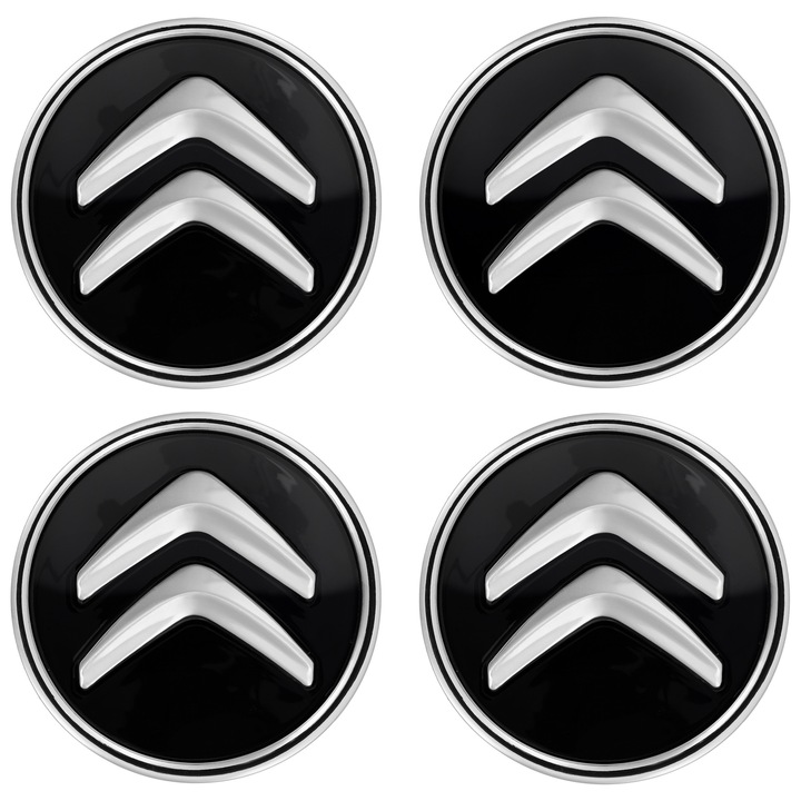 Set 4 capace roti pentru Citroen, 60 mm, negru, material plastic si aluminiu