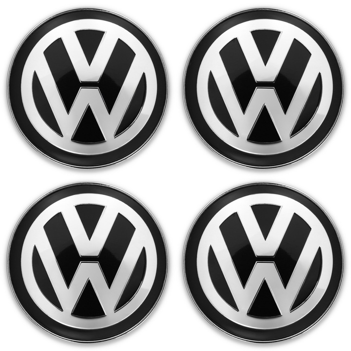 Set 4 Capace roti, Plastic / Aluminiu, Pentru VOLKSWAGEN, 60 mm, Negru