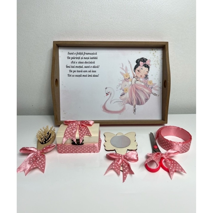 Set tavita pentru taiere mot la fetite- printesa balerina pudra, 6 piese, TVA31