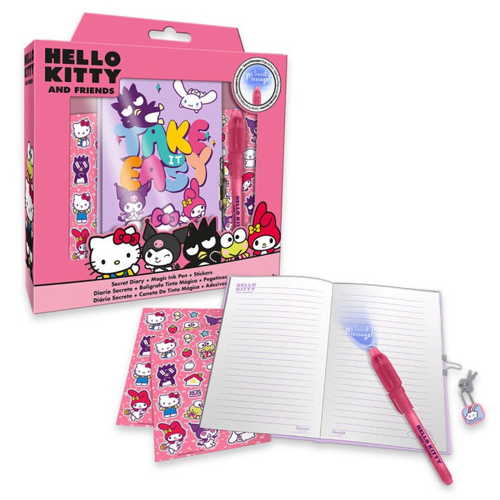 Jurnal secret Hello Kitty cu pix 23.5x22x5 cm Roz