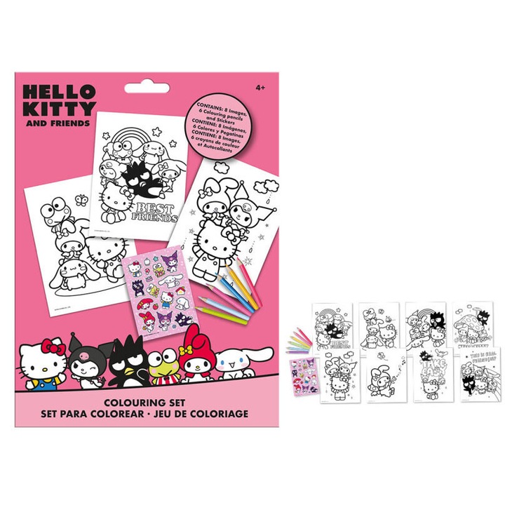 Hello Kitty Friends színező szett matricával