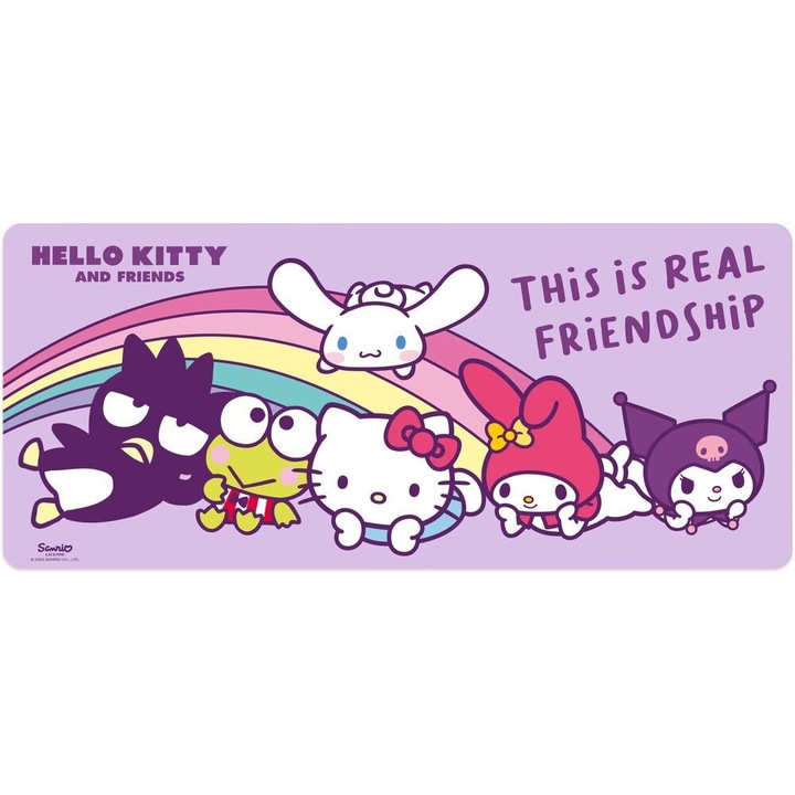 Mousepad Hello Kitty si Prietenii, 80x35 cm Mov