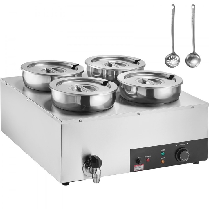 Aragaz electric cu 4 oale incorporate, putere 1500W, capacitate 4 x 7.4Qt, reglare temperatura 30-85°C, otel inoxidabil