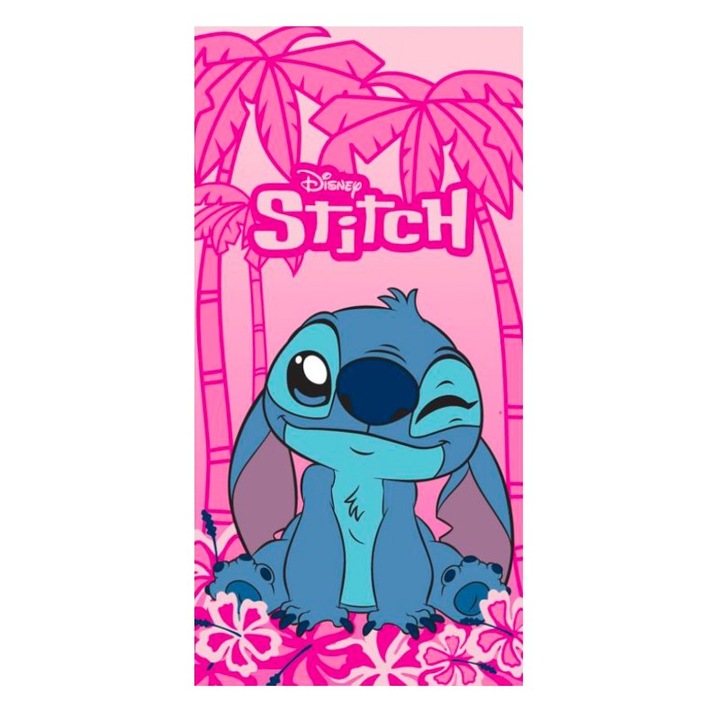 Детска кърпа за баня, многоцветна, 70x140 см, Happy, Stitch, Disney