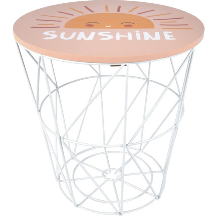 Masa copii cu functie de depozitare, Ø 30 cm - roz