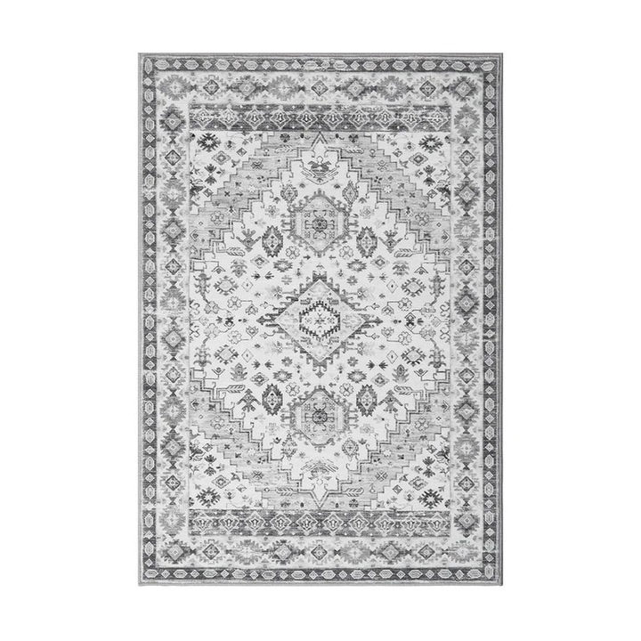 Vintage szőnyeg, 200x290cm, szürke, poliészter, rövid szálú, csúszásmentes