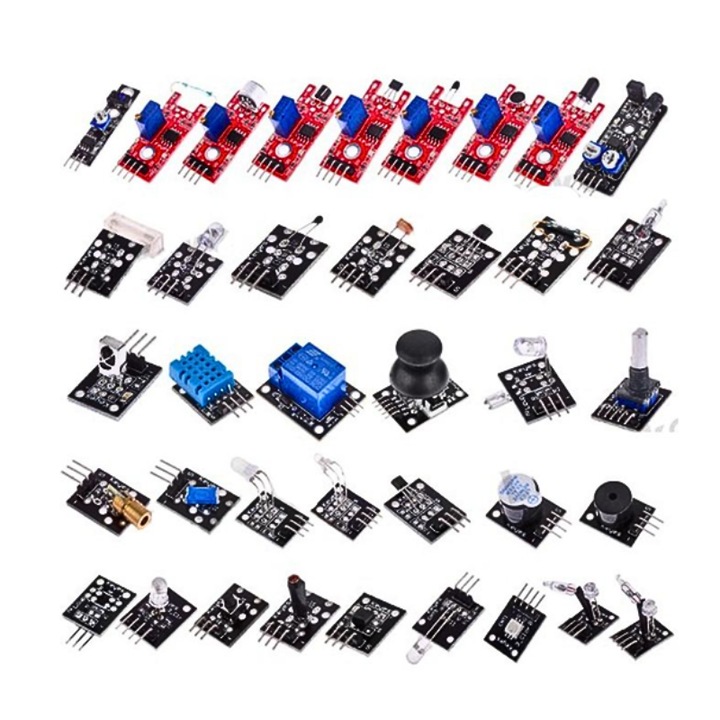 OEM Továbbfejlesztett 37 az 1-ben érzékelő modulkészlet, kompatibilis az Arduino IDE-vel, mellékelt útmutatóval elektronikus projektekhez (alaplap nem tartozék)