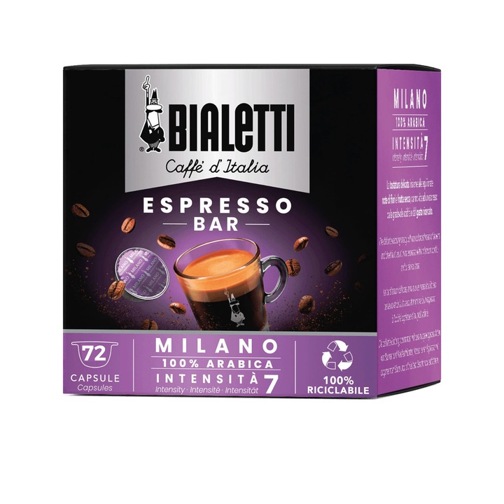 Cafea Bialetti Espresso Milano, 72 capsule, 400g