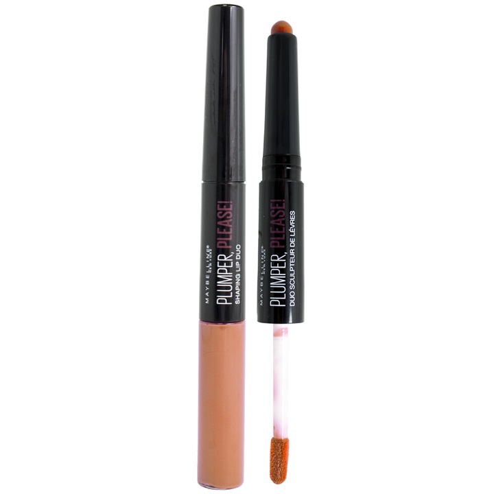 Lipgloss si liner, Maybelline, Plumper Please Duo, 200-Tease tease, 4 ml+ 1g