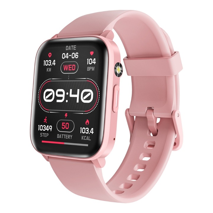 Ceas Smartwatch COOSTAR, CR062, Apeluri Bluetooth, Monitorizare ritm cardiac, SpO2, Tensiune arteriala, Monitorizare somn, Notificari, Moduri sport, Rezistenta la apa IP67/IP68