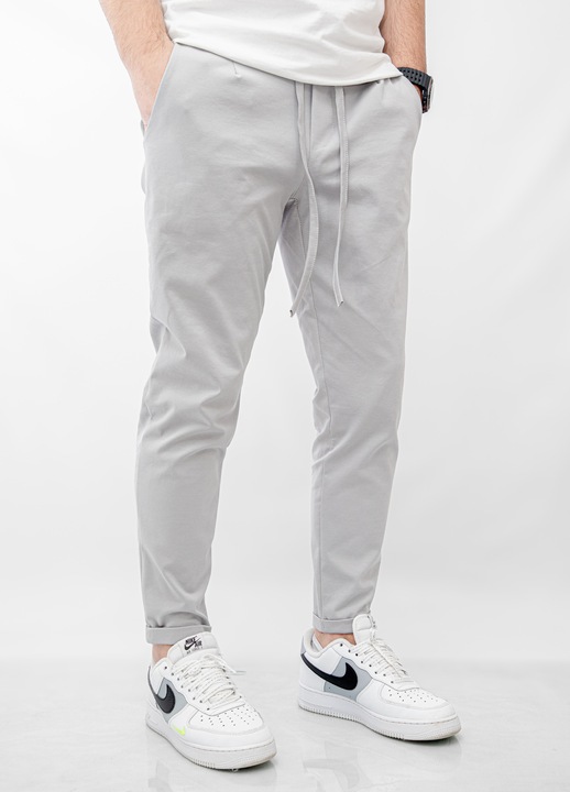 Pantaloni barbati, 24601, Slim fit, Gri deschis