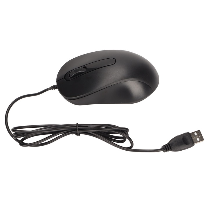 Мишка с кабел M-2021 (0804BM-BSTY00372394), оптична 1000 DPI, 3 бутона, кабел 1.5 м, USB, черна