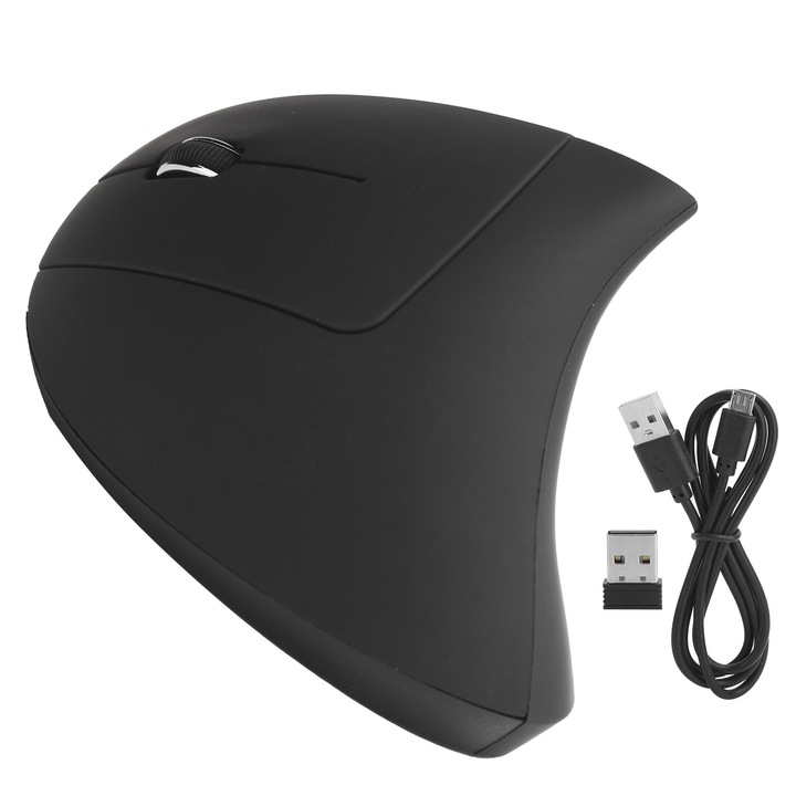Mouse vertical ergonomic wireless pentru stangaci, 800/1200/1600 DPI, 2.4GHz, 6 butoane, incarcabil