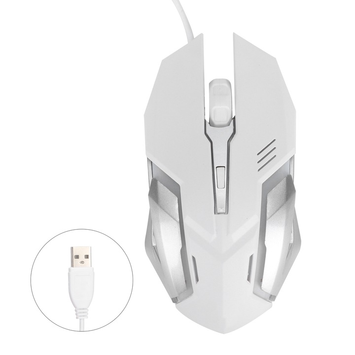 Mouse optic USB cu fir X7, 3 butoane, iluminare multicolor, dimensiune standard